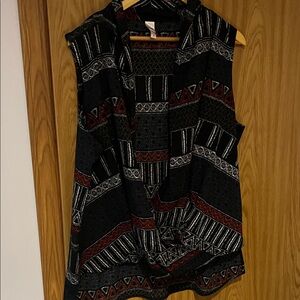BONGO Black and Red Geometric Sleeveless Blouse